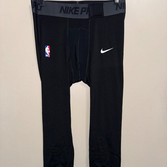 Nike Pro NBA Player Team Issue 3/4 Compression Tights Black Men DN1547-010 - Picture 2 of 12